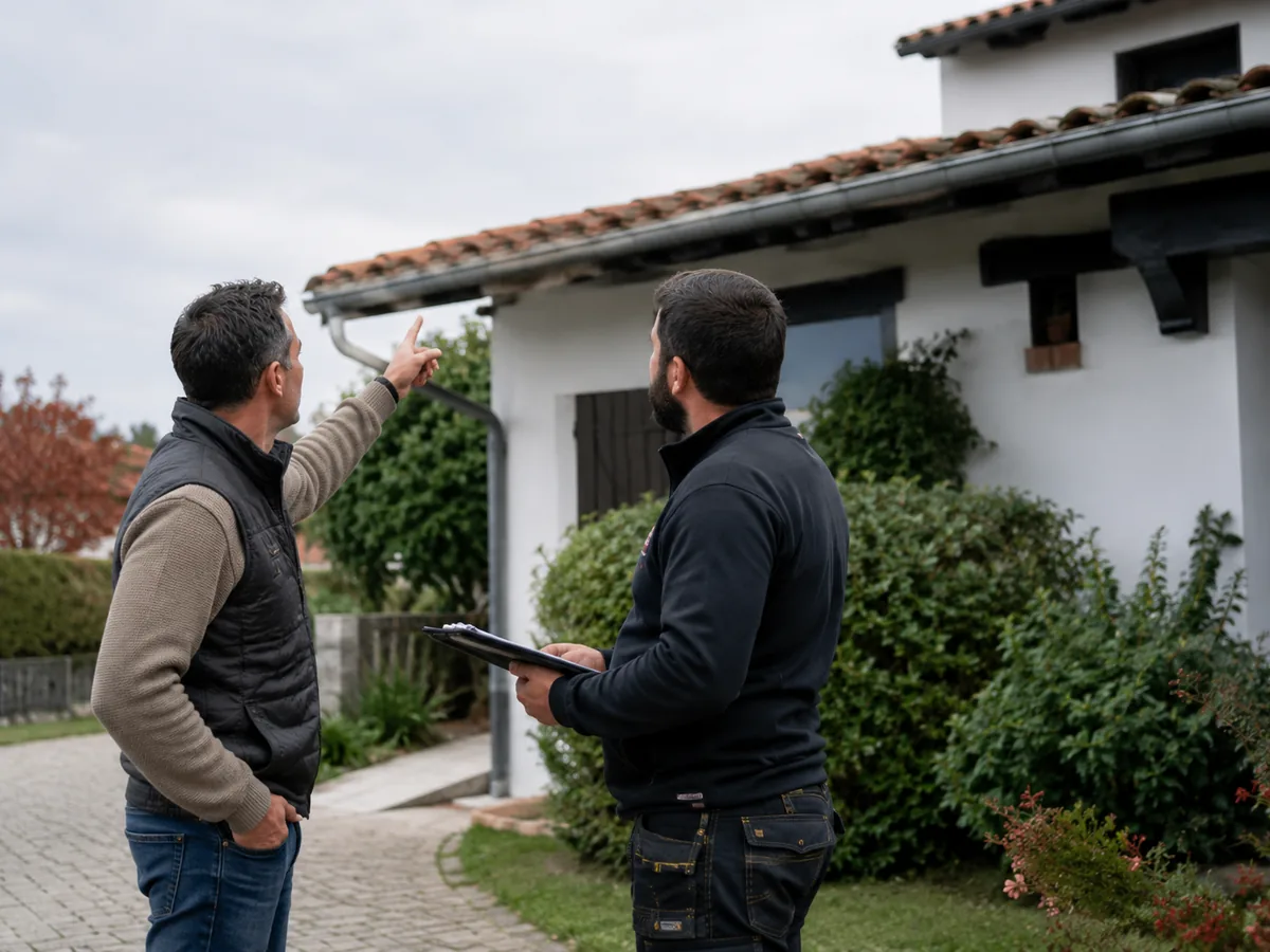 Particulier décrivant un problème de toiture pour un devis